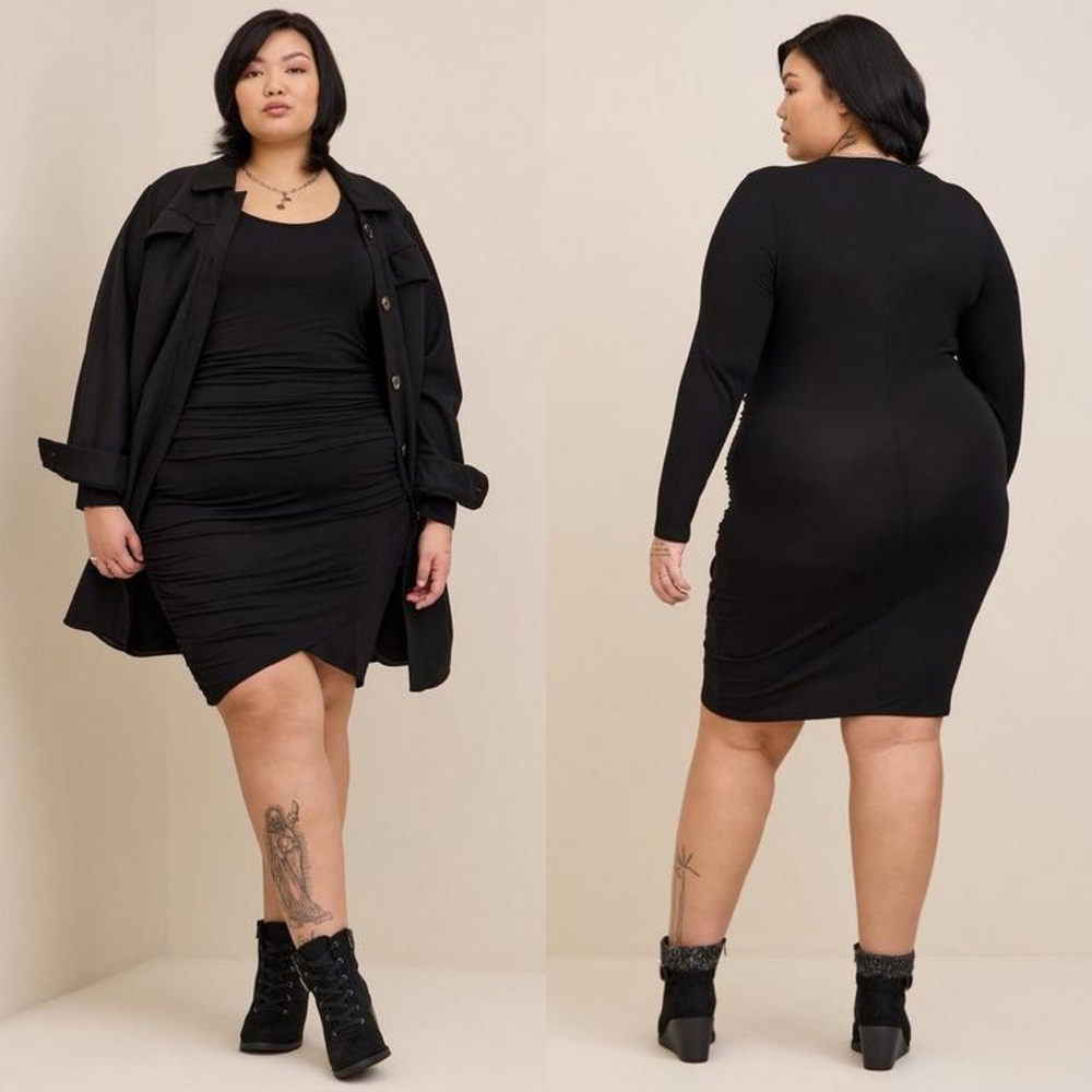 Torrid Midi Super Soft Cinched Bodycon Dress Deep Black 5X NWT